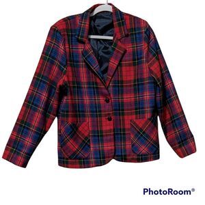 Vintage Genard wool blend plaid blazer USA size 14